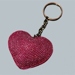 Rhinestone Bedazzled Heart Keychain 2000s Y2k Small Accessories bright hot pink